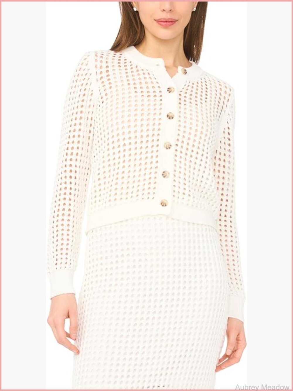 Textured Mesh Long Sleeve Cardigan